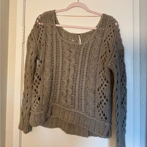 Free People Gray Cable Knit Sweater